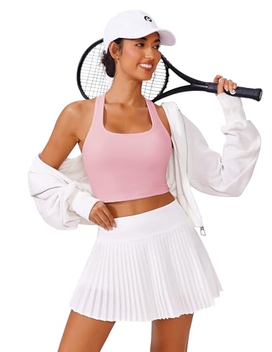 Image of PINSPARK Sports Bra Longline Racerback Tank Tops for Women Padded Workout Yoga Top