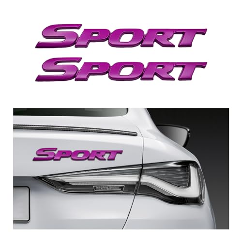 Dickno 2PCS Sport Edition Emblem Car Decal, 3D Metal Auto Fender Bumper Badge Sticker, Personalise Letter Front Hood Badge with Strong Adhesive, Vehicle Decor Accessory for Car SUV (Purple)