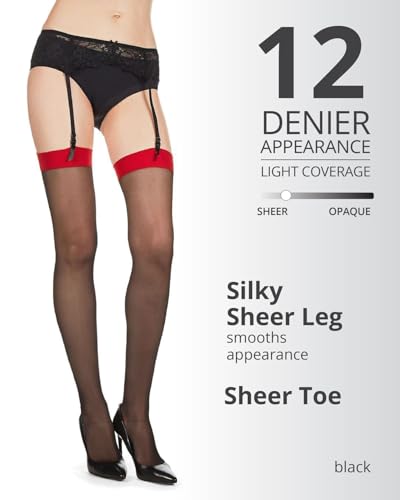 Image of MeMoi Plus Backseam Thigh High Stockings for Women, Comfortable Sheer Thigh High Stockings - Sizes Small - Q2
