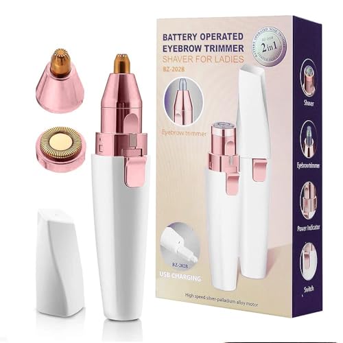 Image of Facial Hair Removal Machine for Women - 2 in 1 Trimmer & Eyebrow Trimmer Pen, Upper Lip Hair Rem over for Women & Epilator - USB Rechargeable, Painless (White)