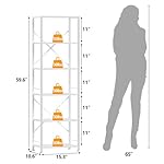 Furologee White Tall Bookshelf, Narrow Bookcase with 6 Shelves, Modern Freestanding Shelf Units, Metal and Wood Display Storage Corner Rack Organizer for Living Room, Home Office, Hallway, Bathroom - Image 3