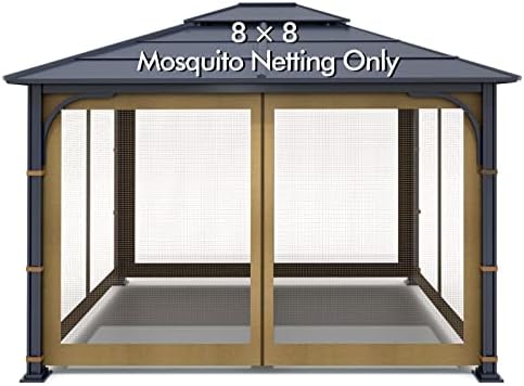 Wonwon Universal Replacement Mosquito Netting - Outdoor Gazebo Canopy 4-Panel Screen Walls With Zipper for 10' x 12' (Mosquito Net Only) (Brown) image 28