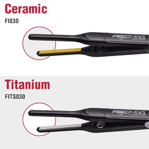 Red by Kiss 0.3 Inch Pencil Flat Iron, 3/10" Ceramic Tourmaline Hair Straightener for Thin, Short Hair & Edge Styling, Fast 60s Heat Up to 450°F, Frizz Control Root Styling Wand, Tangle-Free, Black