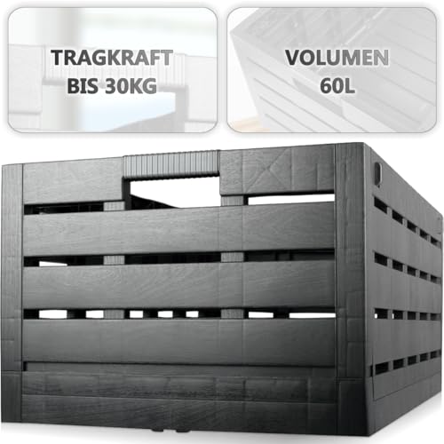 Stimo Premium Klappbox 60L Transportbox bis 30kg 60x40x28cm faltbar klappbar stapelbar Aufbewahrungsbox