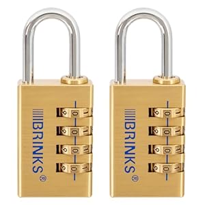 BRINKS – 30mm Solid Brass 4-Dial Resettable Padlock – Chrome Plated with Hardened Steel Shackle, 2 Pack