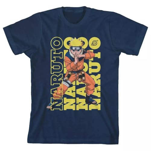 Camiseta infantil Naruto Uzumaki com desenho de personagem repetindo Naruto, Preto, G