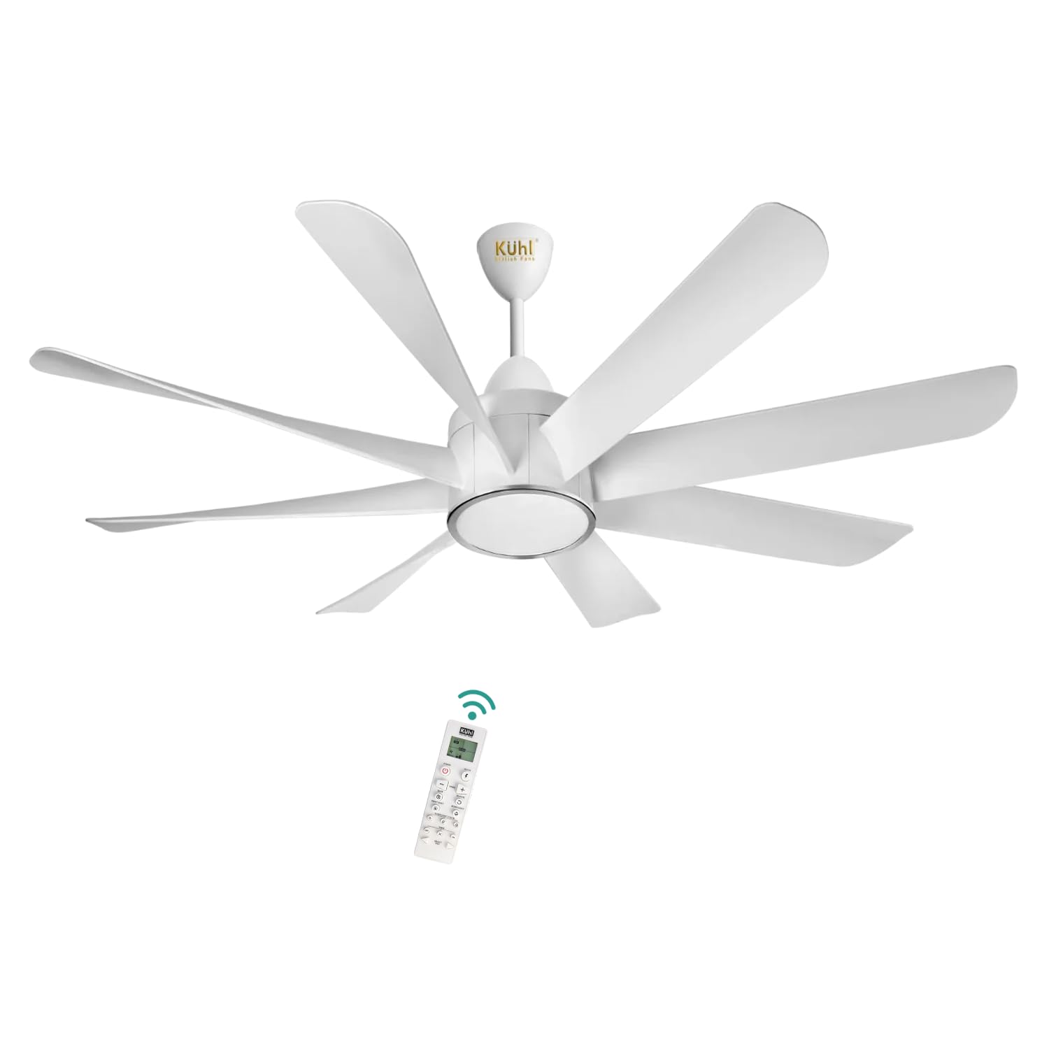 KUHL Platin D8 1500 mm 65% Power Saving BLDC Ceiling Fan With Remote | Down Light | 38W | 5 Star | Low Noise | Iot -Marked | High Air Flow | 5 Year Warranty On Motor | White | Free Installation