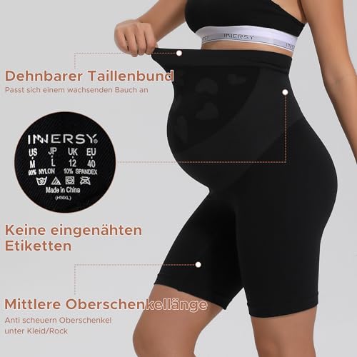 INNERSY Umstandsslip Shorts Schwarz Schwangerschafts Unterhosen Langes Bein Anti Scheuern Radlerhose (XL, Schwarz)