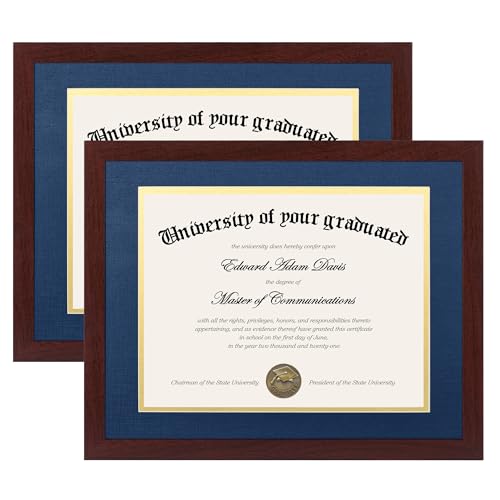 Image of upsimples Diploma Frame with HD Glass, 11x14 Mahogany, 2 Pack