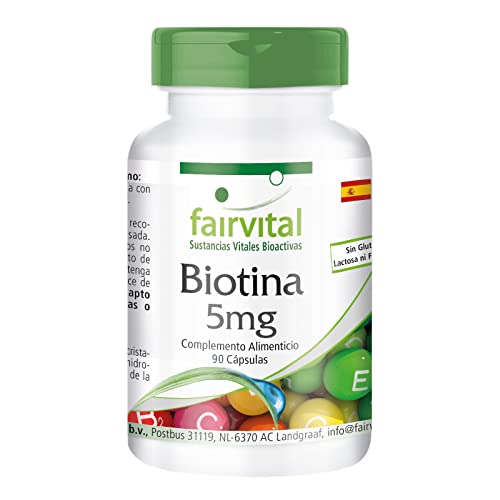 Fairvital | Biotina 5000µg - VEGANA - Contribuye al mantenimiento del cabello - Vitamina B7-90 Cápsulas - Calidad Alemana