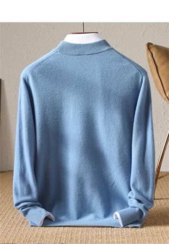 Mnjyihy Men's Warm Wool Sweater Casual Solid Color Half High Collar Long-Sleeved Base Knitted Pullover2