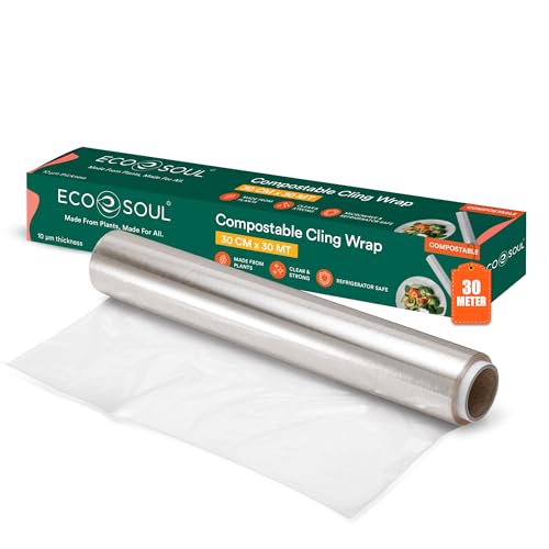 Image of ECO SOUL Cling Wrap, 30cm x 30m Biodegradable Food Wrap Roll