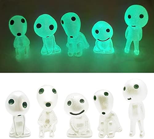 5 Pcs Luminous Tree Elves Spirit Kodama Gardening Mononoke Potted Decoration Micro Princess Landscape Figures Ornament