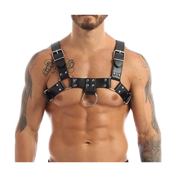 Agoky Herren Verstellbarer PU Leder Body Brust Harness Punk Gothic sexy Sklave Bandage Kostüme Party Klub Outfits – Bild 9