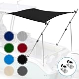 Universal T-Top Shade Extension Bimini Tops for Boats, Sun Shade Boat Canopy, Adjustable Telescopic Poles, Marine 900D Fadeproof Boat Cover, Includes Base Mounts, 67' L x 82' W, Black