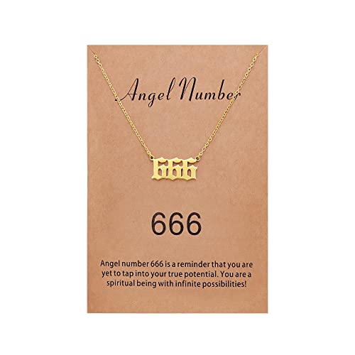 Sunique Angel Number Necklace for Women 666 Necklace Numerology Jewelry Gifts for Women Gold Plated