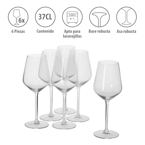 Miniatura 3 de Alpina Copas De Vino Blanco - Copas Vino 6 Piezas - Copa Vino 37cl - Regalo Cumpleaños - Regalos Originales Para Mujer Y Parejas - Transparante - Vidrio