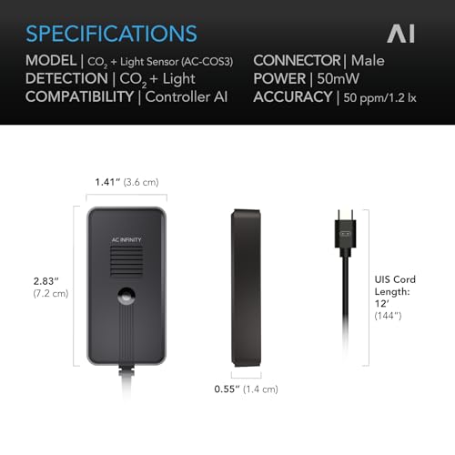AC Infinity CO2 + Light Sensor, Exclusively Assists Controller AI+ Dynamically to Learn and Manage Equipment; CO2 Data Tracking Enables Smart Fan Programming for Optimized FAE, Day & Night Scheduling - Image 4