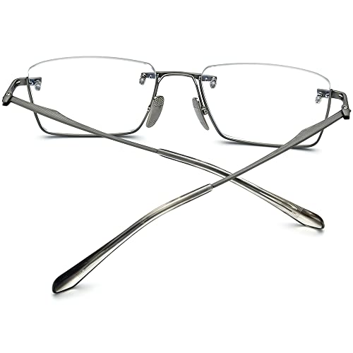 Image of FONEX Pure Titanium Glasses Frame Men Semi Rimless Square Eyeglasses Eyewear DTX416