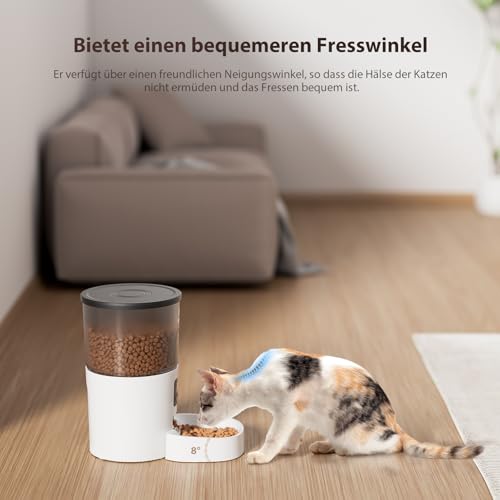 IMIPAW Futterautomat Katze, Katzenfutter Automat mit Programmierbarem Timer, Einfache Bedienung, 1-6 Mahlzeiten pro Tag, Futterspender für Katzen und Hunde, 3L