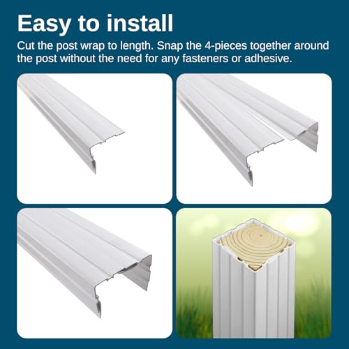 Image of Weatherables 4x4 Vinyl Post Wrap - Weatherproof Premium Outdoor Vinyl Porch Post Wrap with Fluted Design for Quickly Refreshing Existing Deck, Patio, and Porch Posts (4 inchx4 inchx96 inch, White Fluted)