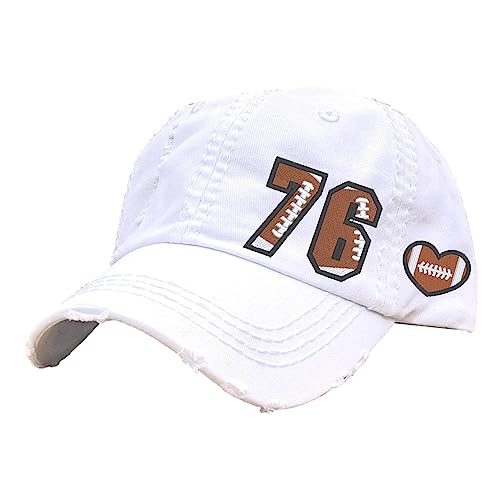 Women's Custom Football Player Jersey Team Number Hat, Baseball or High Ponytail Cap, Handmade Embroidered Not a Patch, Spirit Game Wear Tailgating School JV Varsity College, Gift Mom Wife Team Friend