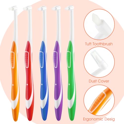 Ouligay 5 Stück Tuft Zahnbürste Einbüschelbürste Getuftet Bürste Weich Büschelzahnbürste Kleine Tuft Toothbrush Zwischenräum Zahnbürste Zahnlücke Bürste für Zahnspange