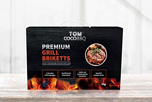 TOM COCO 38009 BBQ 4KG Premium Grillbriketts aus Kokosnussschalen, Schwarz Cover