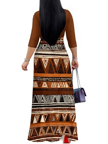 Image of PinkPatty Plus Size Maxi Dresses for Women Casual Flowy Long Dress 3 /4 Sleeve V Neck Wrap Dress with Belt