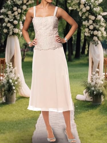 Mother of The Bride Dresses Tea Length Grandmother of The Bride Dress for Wedding Guest Groom Gowns with Lace Jacket4