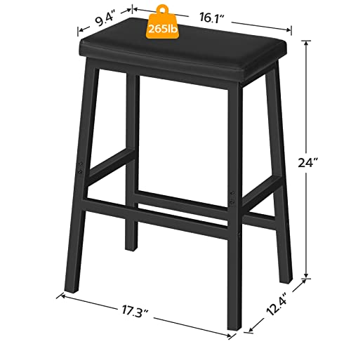 Hoobro Bar Stools, Set Of 2 Bar Chairs, Pu Leather Upholstered Breakfast Stools, Easy Assembly, Suitable For Kitchen, Bar, Dining Room, Black Bb01Md01 #TOP2