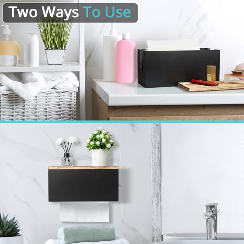 Bivvclaz 0037 Paper Towel Dispenser Wall Mount, Wooden Bathroom Paper Towel Holder With Lid For Home And Commercial thumb #3