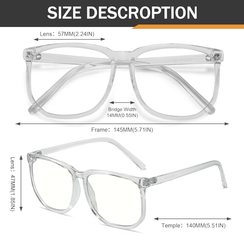 Image of TR90 Oversized Blue Light Blocking Glasses Men Women Ultralight Nerd Square Computer Games Black Large Eyewear