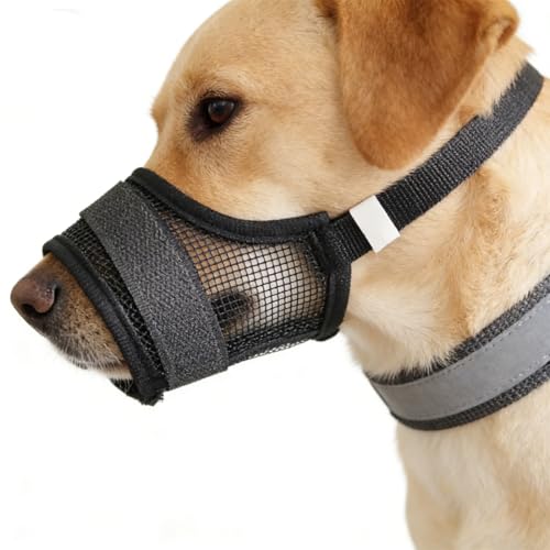 LEPZUR Maulkorb Kleine Hunde 1 Stück, Verstellbarer Weicher Netzmaulkorb Schwarz Größe M, Ermöglicht...