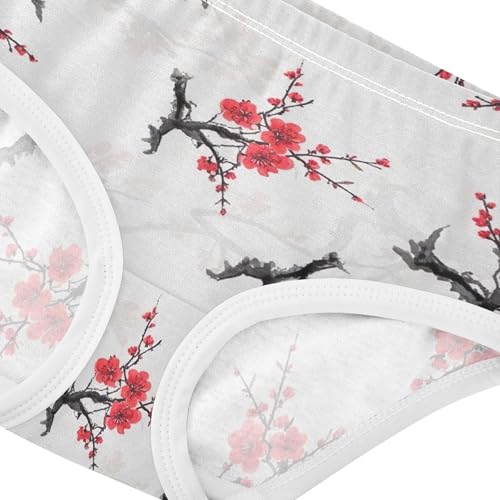 Toddler Underwear Floral 2t Cotton Cute Panties Girl Artistic Briefs Undies Kids Elegant Cherry Blossom Red Flowers4