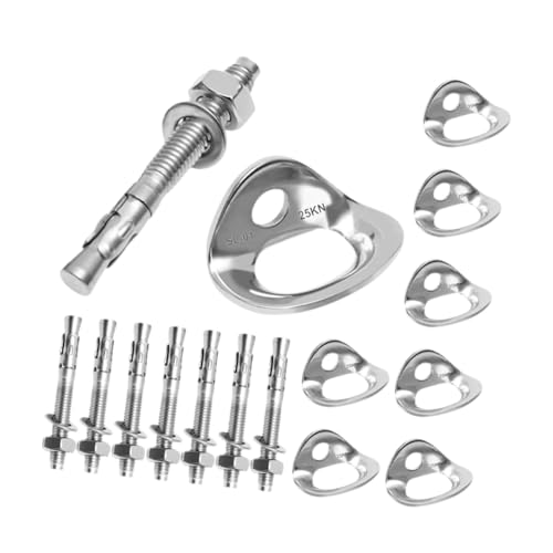 Menolana 8Pcs Rock Climbing Anchor Hangers 316 Stainless Steel High Load Bearing Anchor Hooks and Bolts for Home Gym Outdoor Tie Down