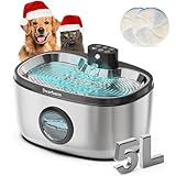 5L Trinkbrunnen für Hunde, Edelstahl Hundebrunnen mit LED Sensor, Katzenbrunnen Kabellos mit 4000mAh, 4-Schicht Filtration (Edelstahl, 5L)