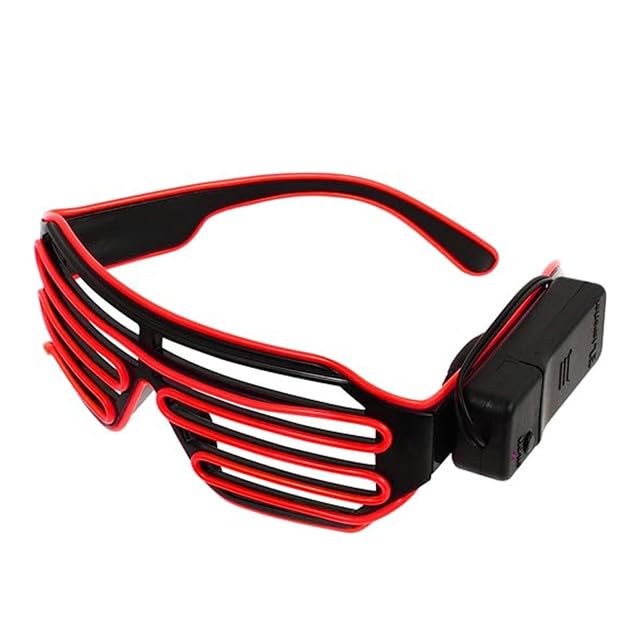 Gizelle LED Light Up Neon Shutter Glasses Wireless Flashing Party Eyeglasses Neon Glow In Dark Illuminated Frames For Disco Christmas DJ Costume Party Favors Red - Image 2