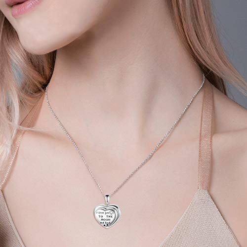 ONEFINITY Locket Necklace Sterling Sliver I Love You to The Moon and Back Locket Pendant Butterfly/Sunflower/Lotus/4 Photo Locket/Tree of life/Giraffe Gift for Women Men3