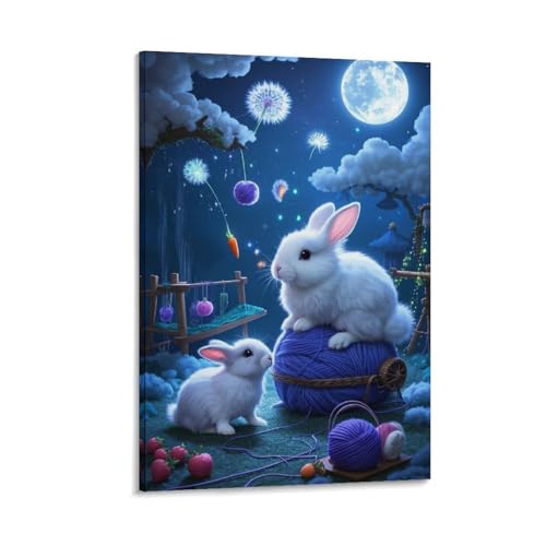 Tableau lapin angora pour créer une ambiance cocooning dans votre chambre 30x45