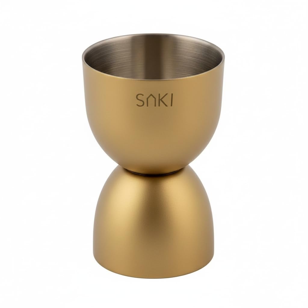 - SAKI Peg Measurer Jigger 30 & 60 ml | Cocktail Jigger, Shot Glass, Drink Measuring Bar Tool Double Side (Gold PVD Coated)