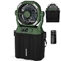 Wilody Portable Misting Fan 20000mAh Rechargeable Battery, 6L Bucket Outdoor Fan with LED Lights & Stepless Speed Control & Cooling Mist, Battery Powered Fan for Outdoor Patio Camping (Dark Green)