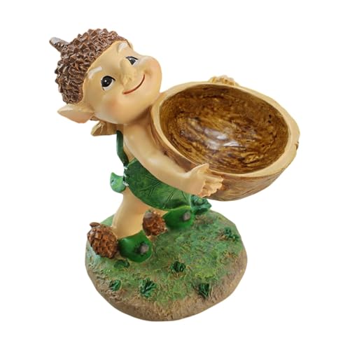 Statue de jardin - Statues extérieures drôles - Figurines Figurines Statue d'oiseau, décoration de jardin sculpture de dessins animés, ornements de pelouse mignons, station d'alimentation, décoration