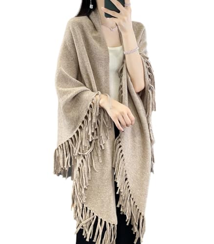 Chal de lana merina ropa de señora para otoño invierno estilo holgado camello