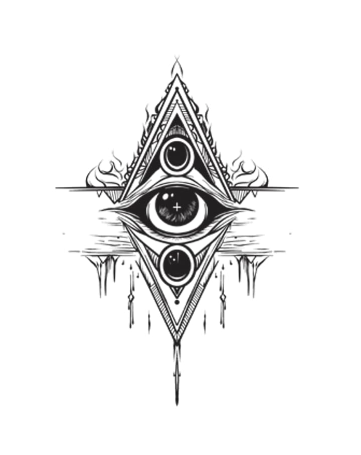 Temporary Tattoo Stickers Third Eye Prism for Sternum, Chest, Upper back 7 x 4inches-image-6