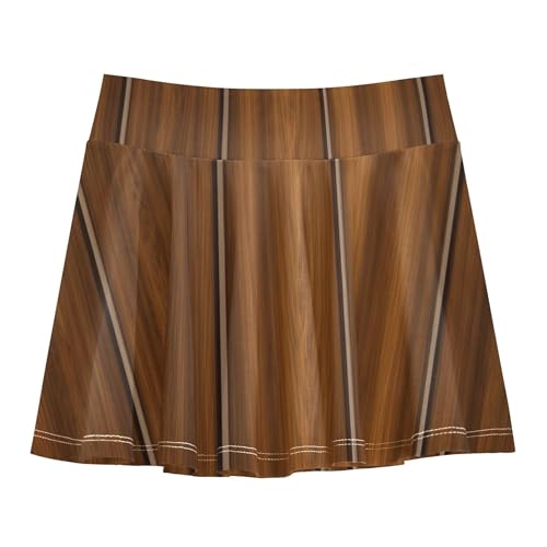 Joisal Brown Wood Texture Girls Skorts Athletic Shorts Tennis Skirts Kids Dance Flowy Skort 3t