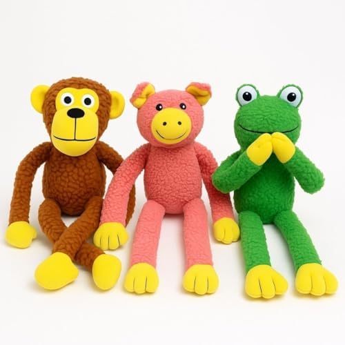 KIT 3 Pelúcias Grandes Macaco + Sapo + Porco Brinquedo Mordedor p...