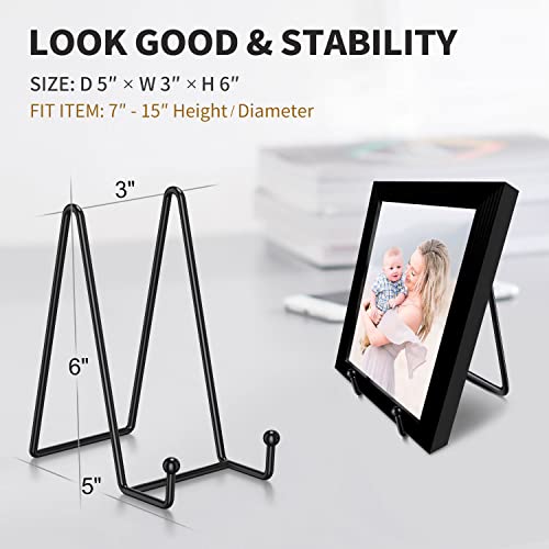 Livelab Plate Stands For Display, 3 Pack 6 Inch Picture Stand Black Iron Easel Decorative Plate Holder Display Stand, Metal Photo Frame Stand For Pictures, Decorative Dish, Book, Tabletop Art #TOP4