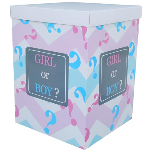 BESPORTBLE Scatola per Rivelare Sesso con 5 Palloncini Blu e 5 Rosa, Scatola Decorativa per Shower e Foto, Accessorio per Festa di Compleanno Ragazzo Ragazza, Montaggio Rapido e Portatile