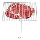 Grille de cuisson pour viande bovine : la poignée sur le panier de barbecue vous permet de retourner les aliments à griller, très confortable à saisir, grille de barbecue de style clip